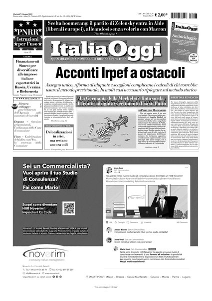 Italia oggi : quotidiano di economia finanza e politica